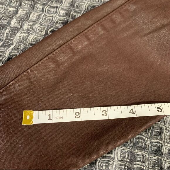 7 FOR ALL MANKIND Coated Brown Ankle Super Skinny High Waist Jeans Waist 25 #773 - Picture 3 of 14